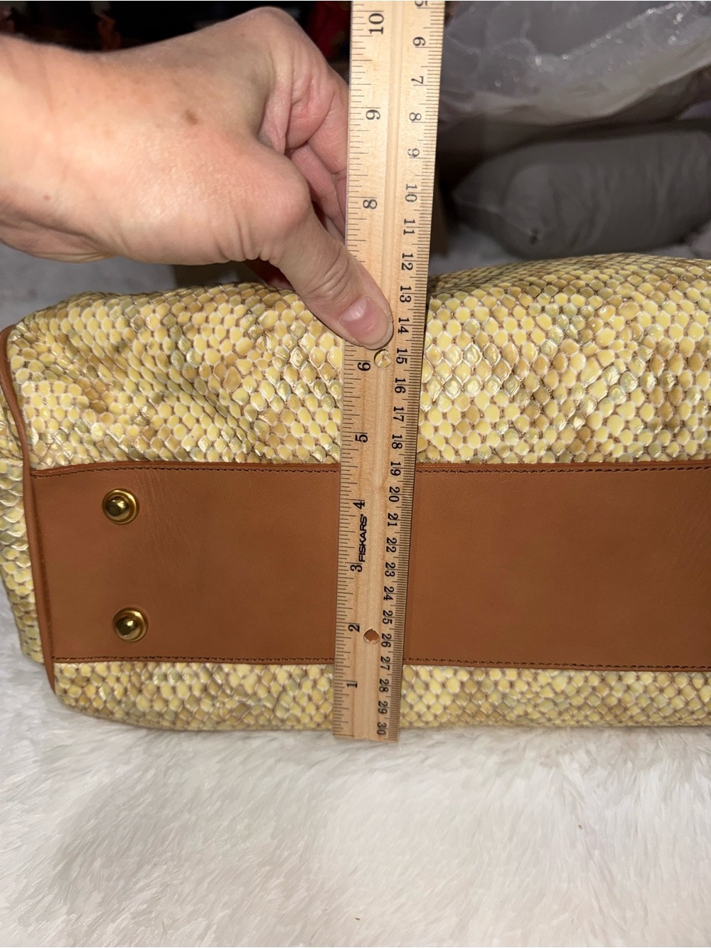 Brahmin Cream Snake-embossed Satchel - Picture 8 of 16
